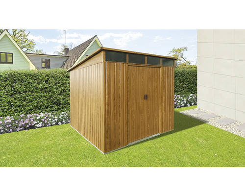 Gartenhaus aus Holz mit Flachdach im Garten