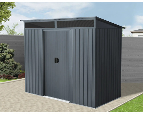 Metall Gerätehaus mit Doppeltür und Pultdach