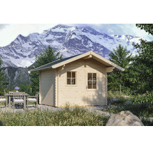 Abri en madriers SKAN HOLZ Arosa avec plancher 400 x 380 cm naturel