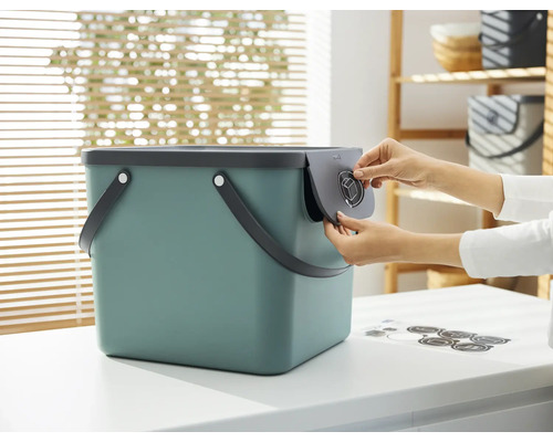 Poubelle avec poignées et autocollant pour déchets