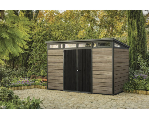 Abri de jardin Keter Signature Ashwood Pent 11x7 avec plancher 342 x 216 cm anthracite/brun