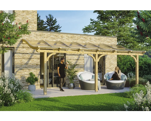 Toiture pour terrasse SKAN HOLZ Venezia 648x239 cm nature Terrasse en bois couverte avec des sièges dans le jardin