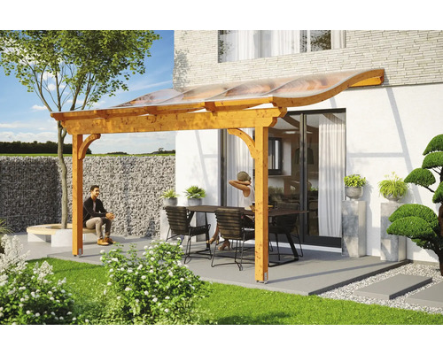 Toiture pour terrasses Skanholz Verona 541 x 389 cm, chêne clair