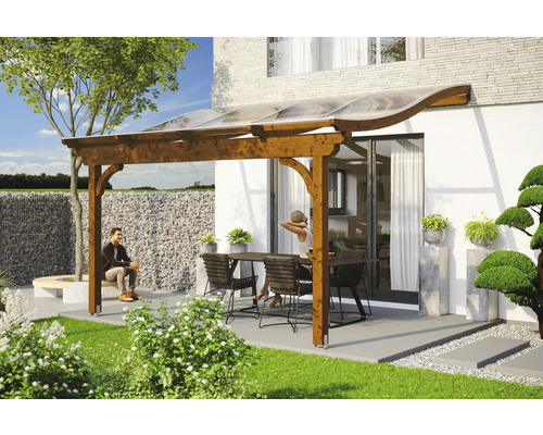 Toiture pour terrasses Skanholz Verona 434 x 289 cm, noyer