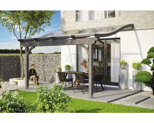 Toiture pour terrasses Skanholz Verona 434 x 289 cm, gris ardoise