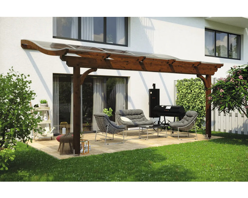 Toiture pour terrasses Skanholz Verona 541 x 339 cm, noyer