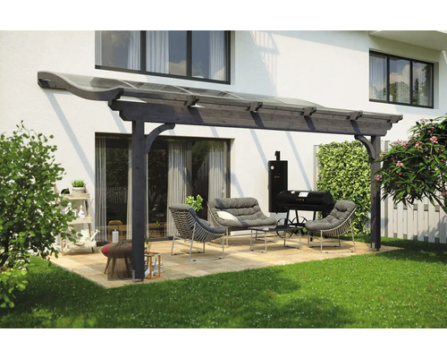 Toiture pour terrasses Skanholz Verona 434 x 389 cm, gris ardoise