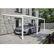 Modernes Carport aus Aluminium mit einem parkenden Auto