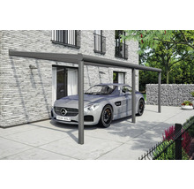 Carport moderne en aluminium avec voiture devant