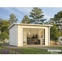 Gartenhaus Palmako Ines 11,1 m² Schiebetür Sicherheitsglas inkl. Fußboden 434 x 379 cm natur