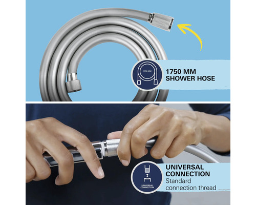 Brauseschlauch mit einer Länge von 1750 Millimeter und universellem Anschluss