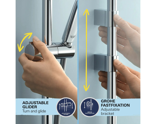 Grohe Duschstange mit verstellbarem Gleiter und Halterung