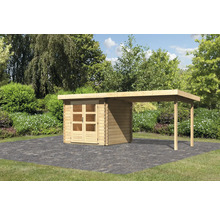 Blockbohlenhaus Karibu Noorvik 2 mit Schleppdach 3 m 554 x 273 cm natur
