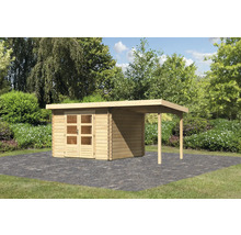 Blockbohlenhaus Karibu Noorvik 5 mit Schleppdach 2 m 514 x 333 cm natur