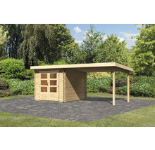 Blockbohlenhaus Karibu Noorvik 4 mit Schleppdach 3 m 554 x 333 cm natur