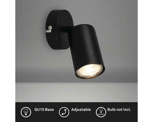 Applique murale noire avec douille GU10 et spot réglable