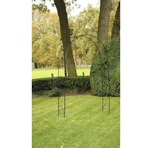 Jardin avec arche métallique servant de support pour les plantes grimpantes