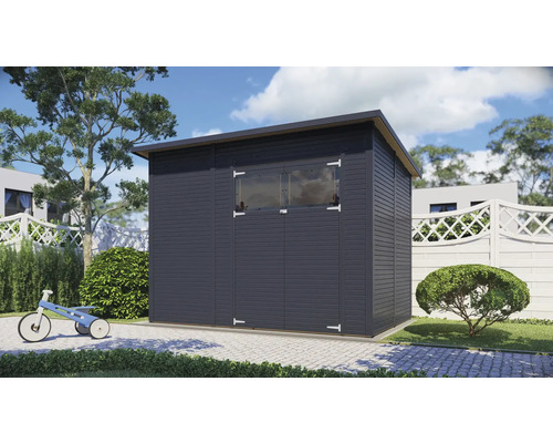 Gartenhaus Bertilo Fineline Modern 4 335 x 231 cm anthrazit Modernes Gartenhaus mit Fenster und Doppeltür im Garten