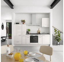 Cuisine claire avec kitchenette, hotte aspirante et table à manger