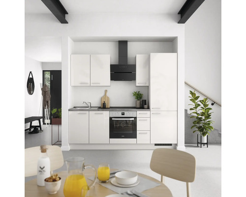 Cuisine complète NOBILIA sans appareils Urban 240 cm gris soie haute brillance prémontée variante droite 4004539010147