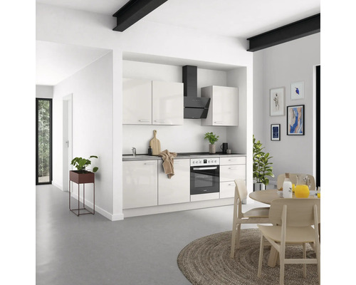 NOBILIA Küchenzeile ohne Geräte Urban 240 cm seidengrau hochglanz vormontiert Variante rechts 4004539010062 NOBILIA Küchenzeile ohne Geräte Urban 240 cm seidengrau hochglanz vormontiert Variante rechts 4004539010062