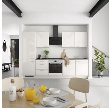 Cuisine complète NOBILIA sans appareils Urban 300 cm gris soie haute brillance prémontée variante gauche 4004539010581