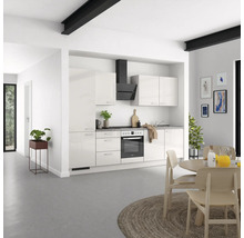 Cuisine complète NOBILIA sans appareils Urban 300 cm gris soie haute brillance prémontée variante gauche 4004539010581