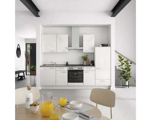 Cuisine complète NOBILIA sans appareils Urban 270 cm gris soie haute brillance prémontée variante droite 4004539010321