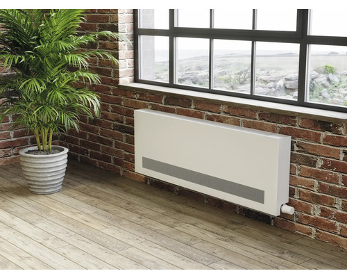 Vue d''une pièce avec radiateur sur mur de briques sous la fenêtre