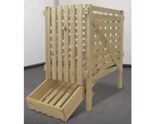 Heuraufe aus Holz mit Auffangwanne