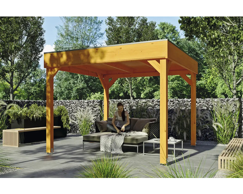 Pavillon SKAN HOLZ Toulouse 302 x 302 cm chêne clair Pavillon de jardin en bois avec coin salon