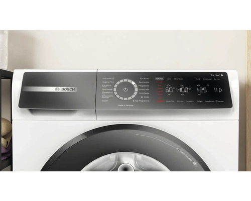 Machine à laver Bosch Série 8 avec panneau de commande et sélection de programme