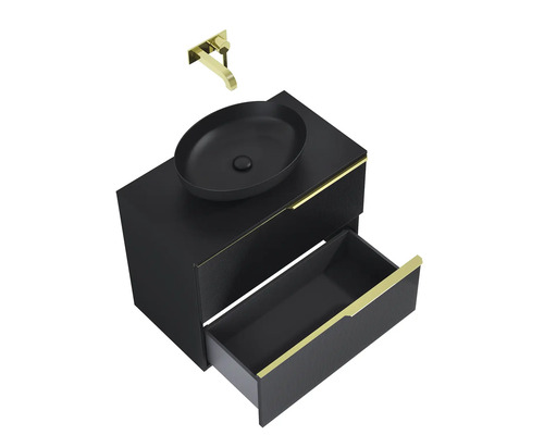 Waschtischunterschrank mit Waschbecken und Armatur für das Badezimmer