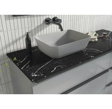 Badezimmerwaschtisch mit Aufsatzwaschbecken, Armatur und Marmorplatte