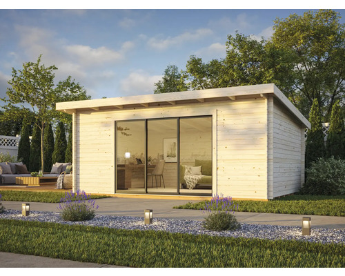 Abri de jardin Palmako Lea 19.4 m² porte coulissante verre de sécurité avec plancher 578 x 451 cm naturel Abri de jardin Palmako Lea 19.4 m² porte coulissante verre de sécurité avec plancher 578 x 451 cm naturel