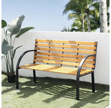 Banc de jardin en bois avec cadre en métal à l''extérieur