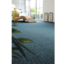 Scène avec moquette, chaise longue en osier et plante d''intérieur dans une pièce lumineuse