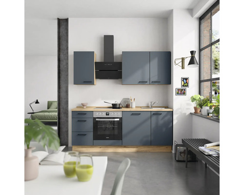 Cuisine complète NOBILIA avec appareils Urban 210 cm bleu fjord mat prémontée variante gauche 4004539014831 Cuisine complète NOBILIA avec appareils Urban 210 cm bleu fjord mat prémontée variante gauche 4004539014831