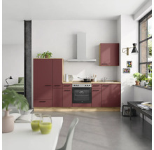 Bloc cuisine complète équipée NOBILIA Urban 270 cm façade rouge rouille mate variante à gauche monté 4004539016057