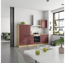 Bloc cuisine complète équipée NOBILIA Urban 270 cm façade rouge rouille mate variante à gauche monté 4004539016057