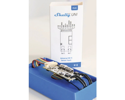 Entrée de capteur Wi-Fi Shelly Plus UNI dans sa boîte