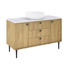 Meuble-lavabo avec lavabo, structure en bois, trois tiroirs et une armoire