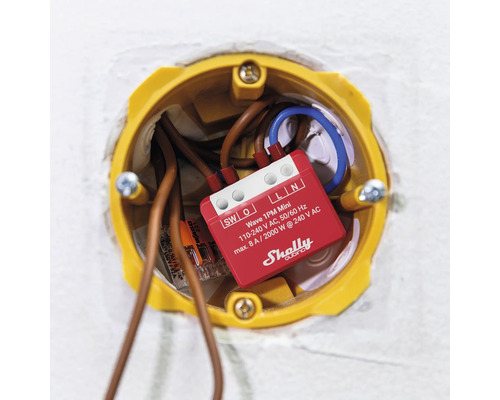 Shelly Wave 1PM Mini Funkrelais im Verteilerkasten mit Stromkabel