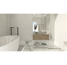 Miroir de salle de bains Jungborn 50x100x2 cm cadre chrome haute brillance