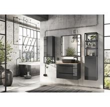 Miroir de salle de bains Jungborn 80x80x2 cm cadre noir mat