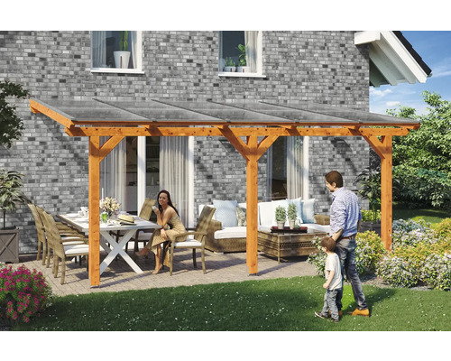 Toiture pour terrasse Skanholz Bormio 541 x 350 cm chêne