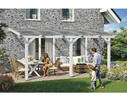 Toiture pour terrasse Skanholz Bormio 541 x 300 cm blanc