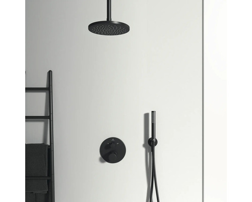 Duscharmatur mit Kopfbrause, Handbrause und Thermostat
