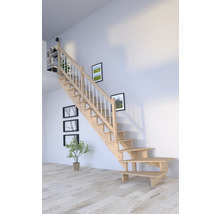 Escalier en bois avec rampe dans un salon