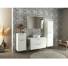 Badmöbel-Set NOBILIA Modern BxHxT 100 x 169,1 x 49 cm Frontfarbe weiß mit Spiegelschrank mit LED-Beleuchtung Griff chrom matt 713